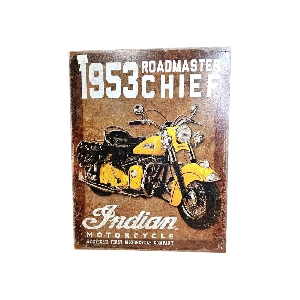 Indian Motorcycle Tin Sign Lot of 4 Chief Roadmaster Garage Man Cave USA